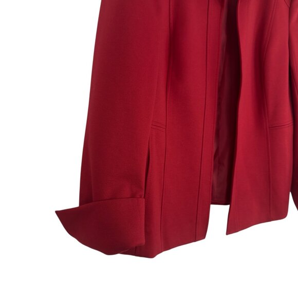 Kasper Womens Red Open-Front Blazer Jacket Size 16 Polyester Blend Long Sleeve - Picture 11 of 16